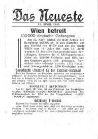 Flugblatt aus dem Besitz des ehemaligen Zwangsarbeiters Józef Przedpełski vom 15. April 1945.