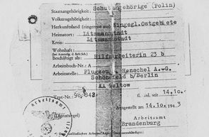 Arbeitskarte von Wanda Tworkiewicz für die Henschel-Flugzeugwerke