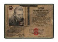 BVG-Wochenkarte mit Passbild von Gerardus van der Broek. Vermerkt ist auch die Adresse der Unterkunft in der Obentrautstr. 33