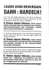 Das Aufheben oder der Besitz solcher Flugblätter war im Deutschen Reich strengstens verboten.